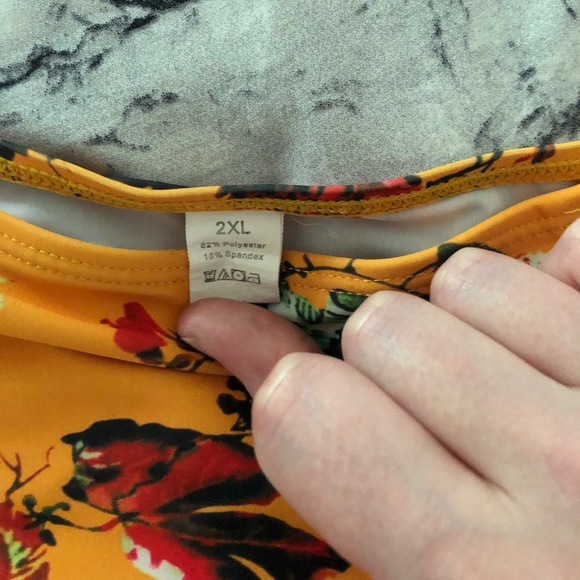 Gold floral high rise swim bottoms - Picture 3 of 5